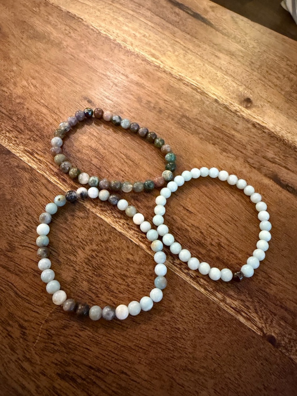 Multi-Strand Amazonite and Mixed Stone Beaded Bracelets - Natural Tones - Picture 2 of 4